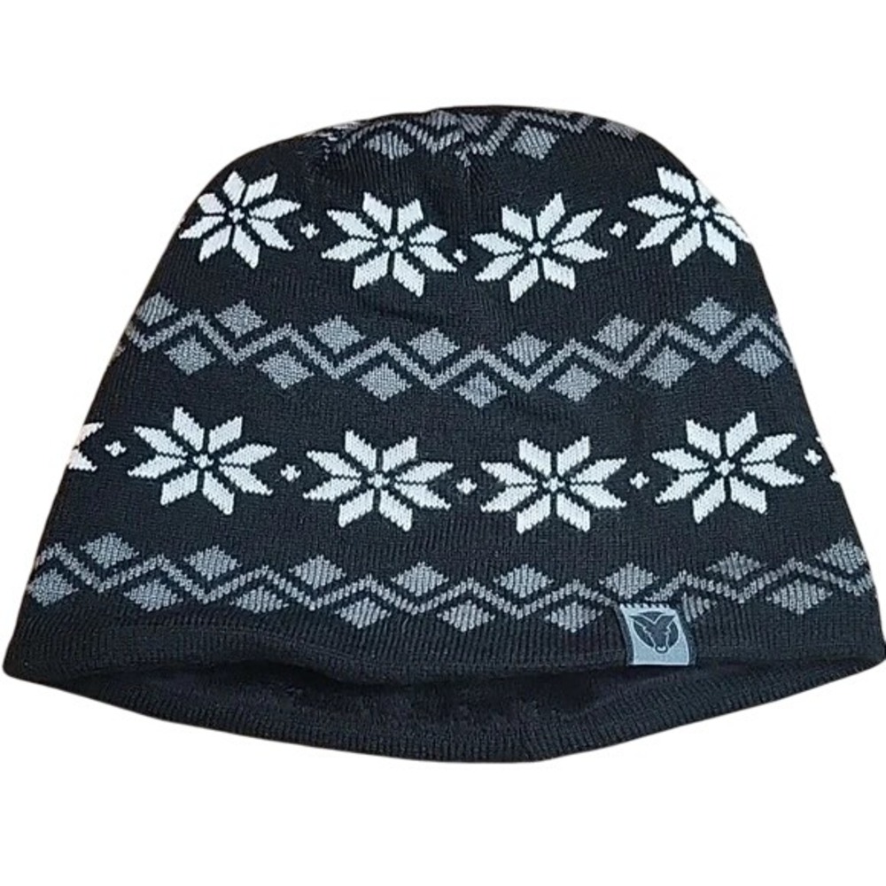 YakTrax Patterned Beanie, Black White Gray, Winter Warm‎ Casual